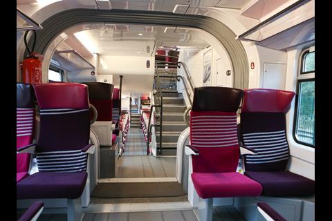 Interior of Bombardier Omneo double-deck EMU for SNCF.